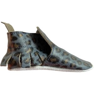 Blauwe luipaard babyslofjes met franjes - Ibiza Style van Baby-slofje maat 22/23