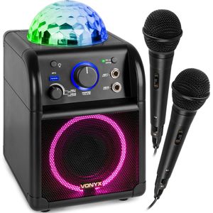 Karaoke set kinderen - Vonyx SBS55B - Bluetooth - 2 microfoons - lichteffecten - accu