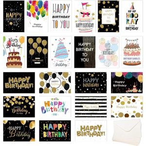 Verjaardagskaartenset, 24 wenskaarten, Happy Birthday-kaarten in veelzijdig design, de perfecte wenskaarten voor vrouwen, mannen en kinderen