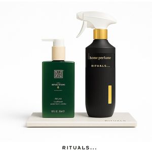 Rituals - Jing Bath Set - Hand Wash 300 ml+Home Parfume New Collection 400 ml + Rituals Marmer Dienblad