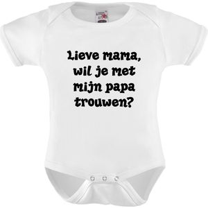 Baby rompertje met tekst | lieve mama wil je met mijn papa trouwen? | korte mouw | maat 56 | huwelijk aankondiging | trouwen
