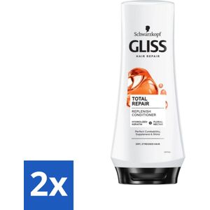 2 x Gliss - Hair Repair - Conditioner voor Totaal Herstel - 200 ml - Haar Conditioner - Haar Herstel - Droog Haar - Beschadigd Haar - Keratine Conditioner