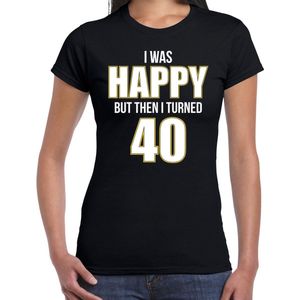 Verjaardag t-shirt 40 jaar - happy 40 - zwart - dames - veertig jaar cadeau shirt XL