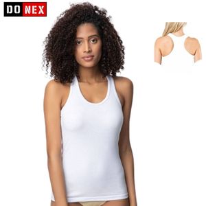 3 pack Dames Halterhemd - DONEX® - katoen - Wit Maat S-M