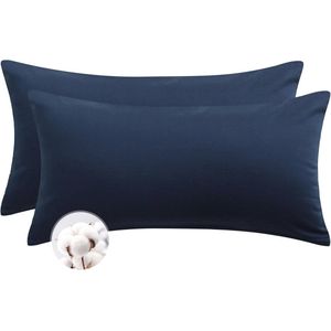 Kussensloop 40 x 80 cm | Zachte Hoofdkussensloop Set van 2 met Ritssluiting - Blauw