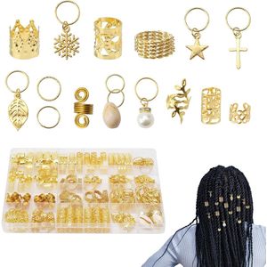 260 stuks gouden haaraccessoires voor dames - vlechten - loc-sieraden - haarkralen - dreadlocks sieraden - haaraccessoires