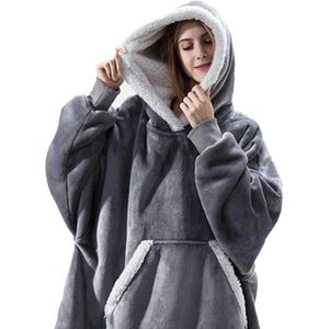 Super Comfy Fleece Hoodie – Trui en Deken in één – Unisex – Grijs