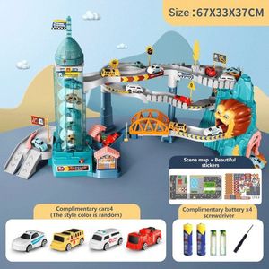 Race Speelgoed - Auto Track Voor Kinderen - Vakantiegeschenken - Leeuw Thema Auto Track - XL Speelset met gave Attributen - Verjaardaggeschenk - Leeuw Thema - Kinderen Educatief - Raceauto's - 107x49x37 - inclusief 4 auto’s