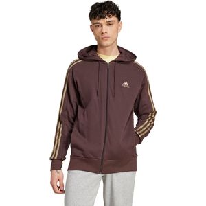 adidas Sportswear Essentials French Terry 3-Stripes Ritshoodie - Heren - Bruin- L