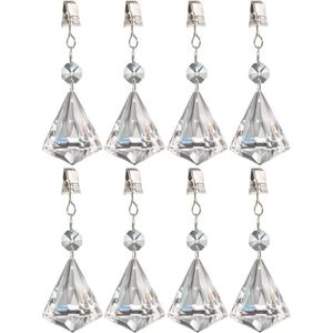 8x stuks tafelkleedgewichtjes kristallen diamant glas - Tafelkleedhangers - Tafelzeilgewichtjes