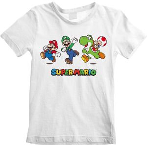 T-Shirt met Korte Mouwen voor kinderen Super Mario Running Pose Wit - 12-13 jaar