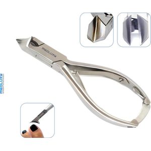 MEDLUXY® - Nageltang - Koptang - Gebogen Snijvlak - 21 mm - 14 cm (Nagelknipper, Koptang - Dwarssnittang - Satin) MP0470