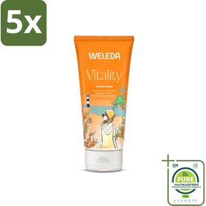 5 x WELEDA - Douchecrème Duindoorn Vitality - 200 ml - Grootverpakking - Douchecrème - Natuurlijke Douche - Verfrissende Douche - Biologische Douche - Weleda