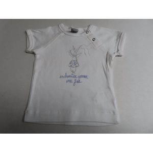 Petit Bateau - T shirt korte mouw - Meisje - Wit - Blauwe fee - 12 maand 74