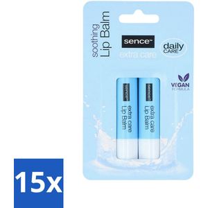 15 x Sence Lippenbalsem Normaal Hydro Shock 2 stuks per verpakking - Hydraterende Lippenbalsem - Verzorgend - Dagelijks Gebruik - Duo Verpakking