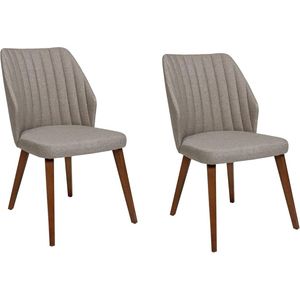 Furni24 Set van 2 eetkamerstoelen, keukenstoel, woonkamerstoel, gestoffeerde stoel, designstoel, ronde zitschaal, 5 cm schuimvulling, stoffen bekleding