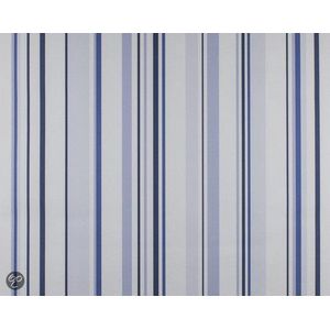 Dutch Wallcoverings behang streep - blauw/wit