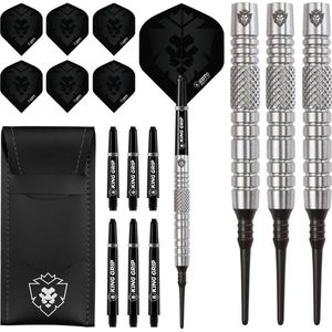 KOTO Kingfly V2 Softdarts, 18 gram softtip darts, Messing, 90% Tungsten darts voor elektronische dartborden, Dartpijlen met plastic punten, Inclusief dartwallet