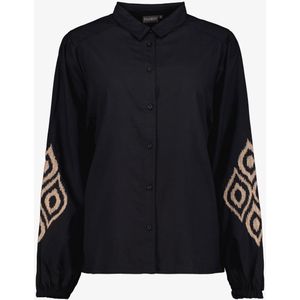TwoDay dames blouse met borduursels zwart beige - Maat XS