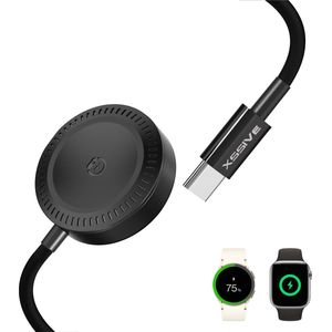 2 in 1 Draadloze Oplader geschikt voor Apple Watch 1 t/m 10 SE Ultra & Samsung Galaxy Watch 4 5 6 7 Oplaadkabel 1 Meter - Omkeerbaar Ontwerp - 1 Meter