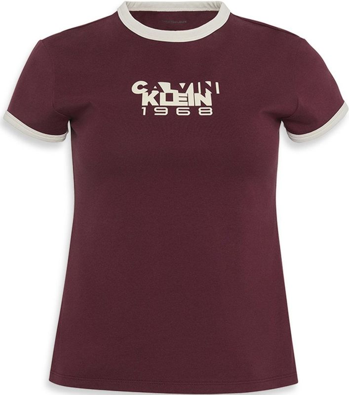 Calvin Klein T-shirt Ss 1968 Graphic Baby Lv047d208g Gex Tawny Port Dames Maat - XXS