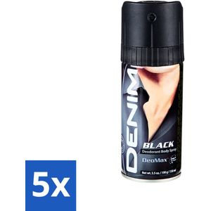 5 x Denim - Deodorant Aerosol - Black Geur - Voor Mannen - 150 ml - Frisheid - Geur - Denim Black