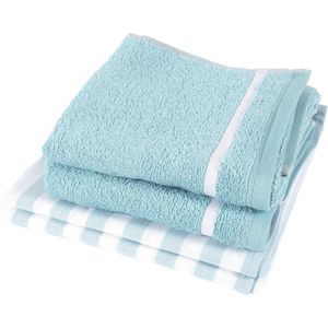 Twentse Damast Keuken Handdoeken Mix&Match - Katoen - Keukendoeken en Theedoeken Set - 4 stuks - Groen