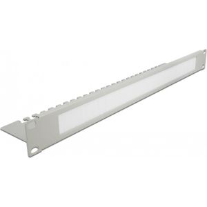 19 ″ kabelbeheersborstelstrip met kabelsteunplaat 1u grijs