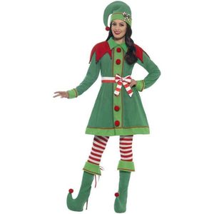 Smiffy's - Kerst & Oud & Nieuw Kostuum - Luxe Elf Jurk Mistletoe Vrouw - Groen - Large - Kerst - Verkleedkleding