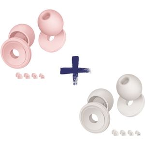 Nova Venture CometPods Duo Set – Loop Earplugs Style – 33dB Noise Reduction Earplugs – The Quiet Experience – Comfortabele Oordoppen – Roze & Wit