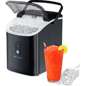 KitchenBrothers Nugget IJsblokjesmachine - 1.1L - Crushed Ice Maker met IJsschep – Draagbaar – 15kg/24 uur - Zwart