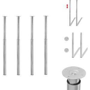 vidaXL Telescopische Tafelpoten - 60 x (710-1.100) mm - Chroom - Stevig en Stabiel - Tafelonderdeel