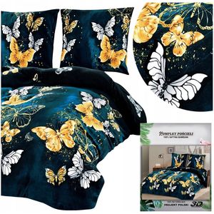 Satijnkatoenen beddengoed 'Maria' 200x220 cm, 3-delig, met vlinderprint