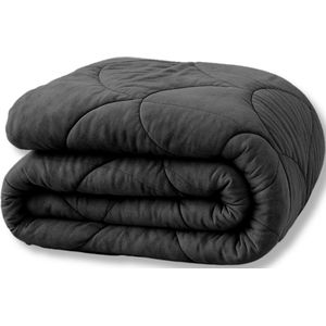 Y-NOT- Velvetbed Black 140x200 - Dekbed Zonder Overtrek - Velvet Dekbed - Wasbaar Hoesloos Dekbed - 30 dagen proefslapen - Bedrukt dekbed - Dekbed met vaste overtrek - All year winterdekbed & zomerdekbed