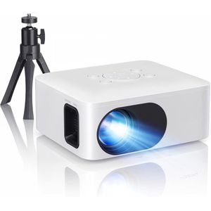SNJY® Mini Beamer - Mini Projector met Statief - Beamer Draagbaar - 1080P Full HD - 14L x 11,4B x 6,1H centimeter - Wit