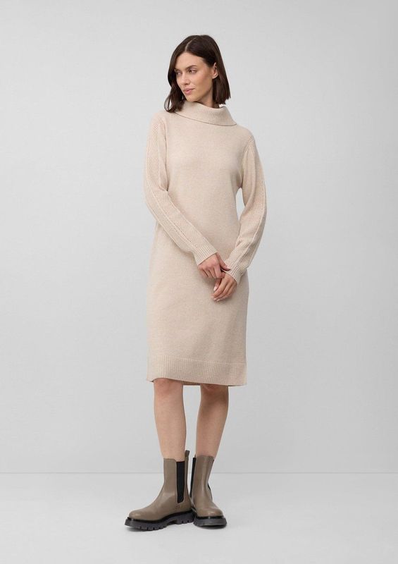 Jurk - Gebreide Midi-jurk - Wolmix - Regular Fit - Ajour-details