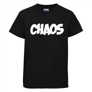 Chaos T-shirt | Grappige tekst | T-shirt tekst | Kids | Kinder | Kinderen | Stoer shirt | Tshirt | Zwart Shirt | Kindershirt | Maat 9-10 jaar