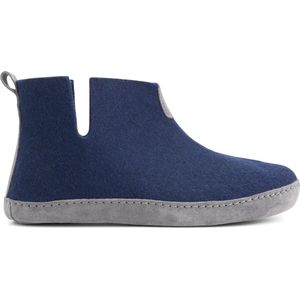 Travelin' Stay-Home Heren Sloffen - Wollen Pantoffels - suède zool - Marine Blauw