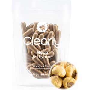 Clearly Maca Extract 500mg 60 Capsules - Goed voor het libido - Ondersteunt een normale menstruatie - Bij overgangsverschijnselen - Goed voor het energieniveau - 96% heeft een positief effect - Superfood