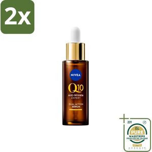 NIVEA - Gezichtsserum - Q10 Dubbele Werking Anti-Rimpel - Dubbele werking - Vermindert & voorkomt rimpels - 30 ml - Voordeelverpakking - 2 stuks - Rimpelvermindering - Anti-aging serum