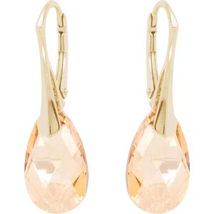 DBD - Goud Vergulde Zilveren Oorbellen - Swarovski Kristal Elements - Druppel - Gouden Schaduw- 16MM - Anti Allergisch