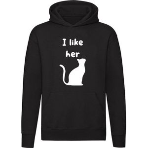 I like her Cat Hoodie | Pussy | Kat | Verliefd | Liefde | Valentijnsdag | Trui | Unisex
