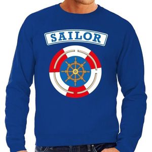 Zeeman/sailor verkleed sweater blauw voor heren - maritiem carnaval / feest trui kleding / kostuum XL