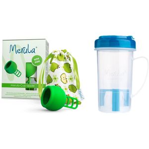 Merula - Menstruatiecup + Cupscup - One size -  Appel groen