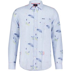 New Zealand Auckland - Overhemd Guide Print Blauw - Heren - Maat L - Regular-fit