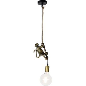 QAZQA animal monkey - Klassieke Hanglamp - 1 lichts - L 15 cm - Zwart Goud - Woonkamer | Slaapkamer | Keuken