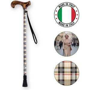 MQ Perfect Wandelstok Derby - beige tartan handvat hout - 240gr - voor alle terreinen