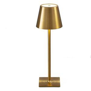 Oplaadbare tafellamp dimbaar goud aluminium 2700K Bureaulamp Waterdicht