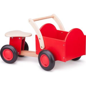 New Classic Toys Houten Bakfiets - Road Star - Rood - Zadelhoogte is 24 centimeter