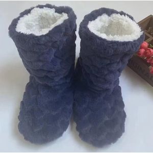 Pantoffels dames - fluffy huissloffen - donker blauw - maat 38 / 40